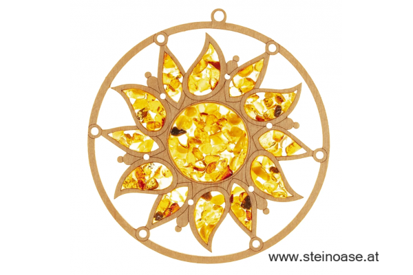 Fensterbild Suncatcher Bernstein - SONNE II Ø 11cm
